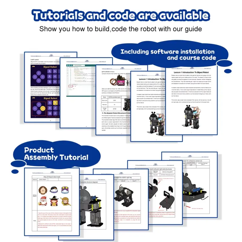 ACEBOTT Bionic Biped Robot Kit tutorials and codes are available