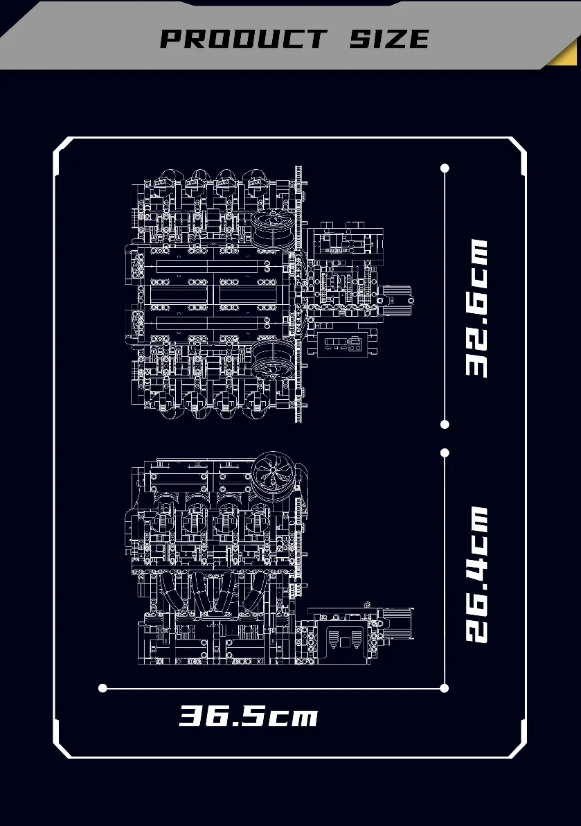 Mould King V8 Engine dimensions