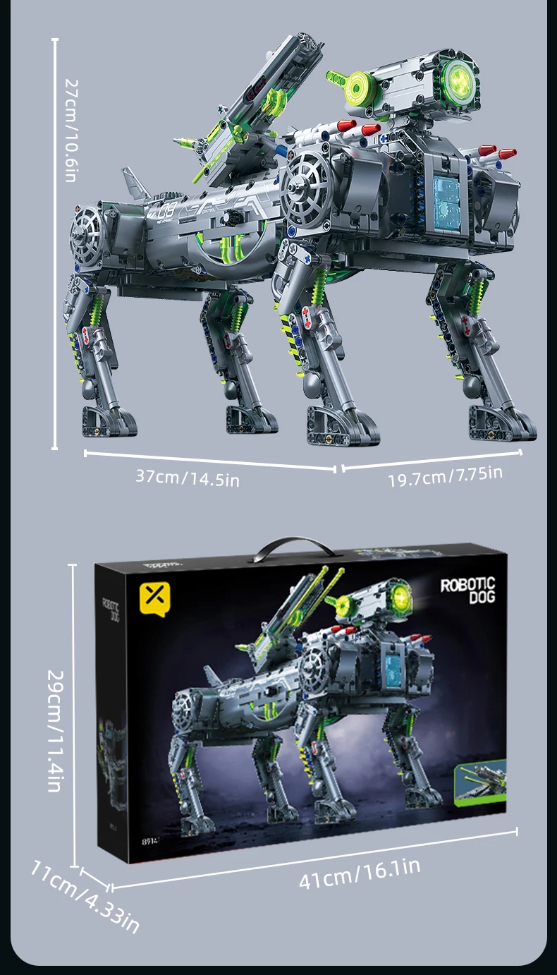 Mechanical Robotic Dog Building Block Set Dimensions