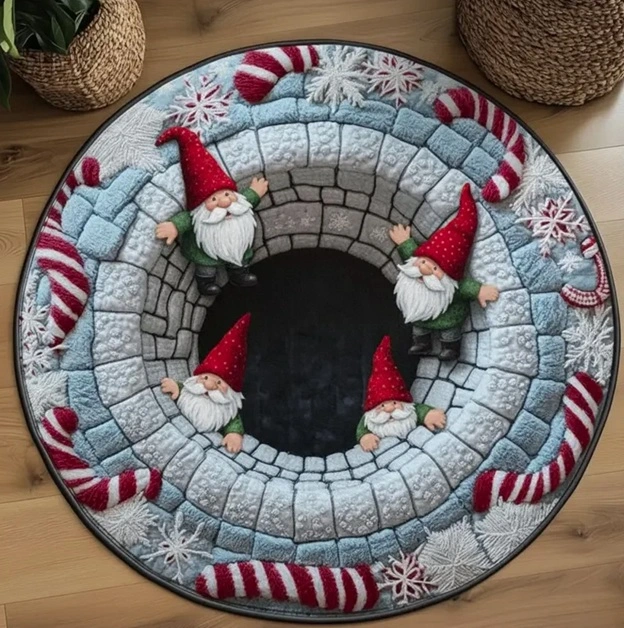 Gnome Christmas 3D Printed Round Mat