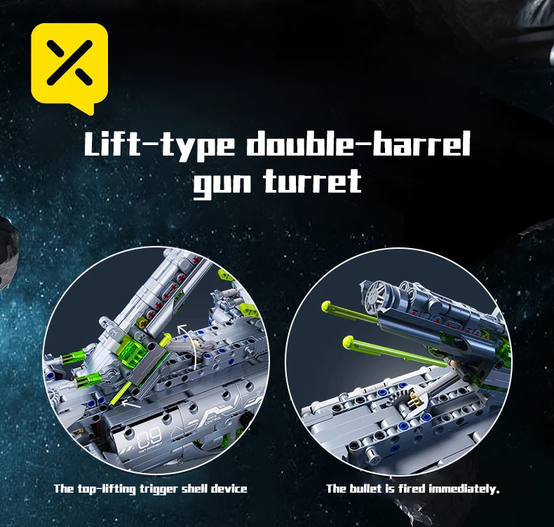 Mechanical Robotic Dog Building Block Set double-barrel gun turret